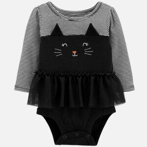 Carter's Black and White Cat Halloween Bodysuit 12 Month